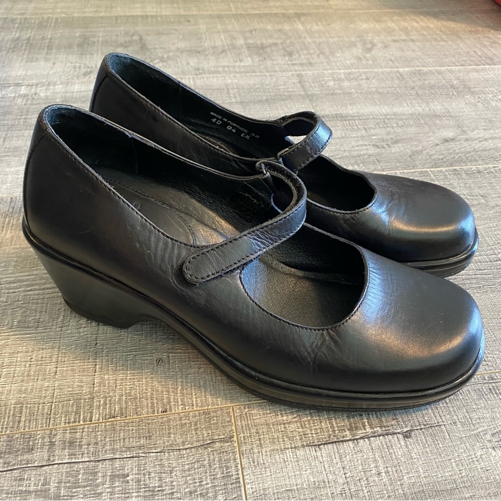 Dansko Black Leather Mary Jane Mules